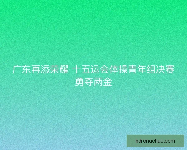 广东再添荣耀 十五运会体操青年组决赛勇夺两金