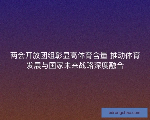 两会开放团组彰显高体育含量 推动体育发展与国家未来战略深度融合