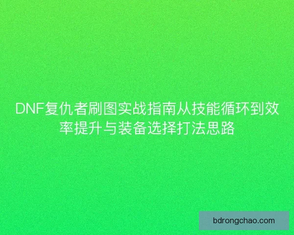 DNF复仇者刷图实战指南从技能循环到效率提升与装备选择打法思路